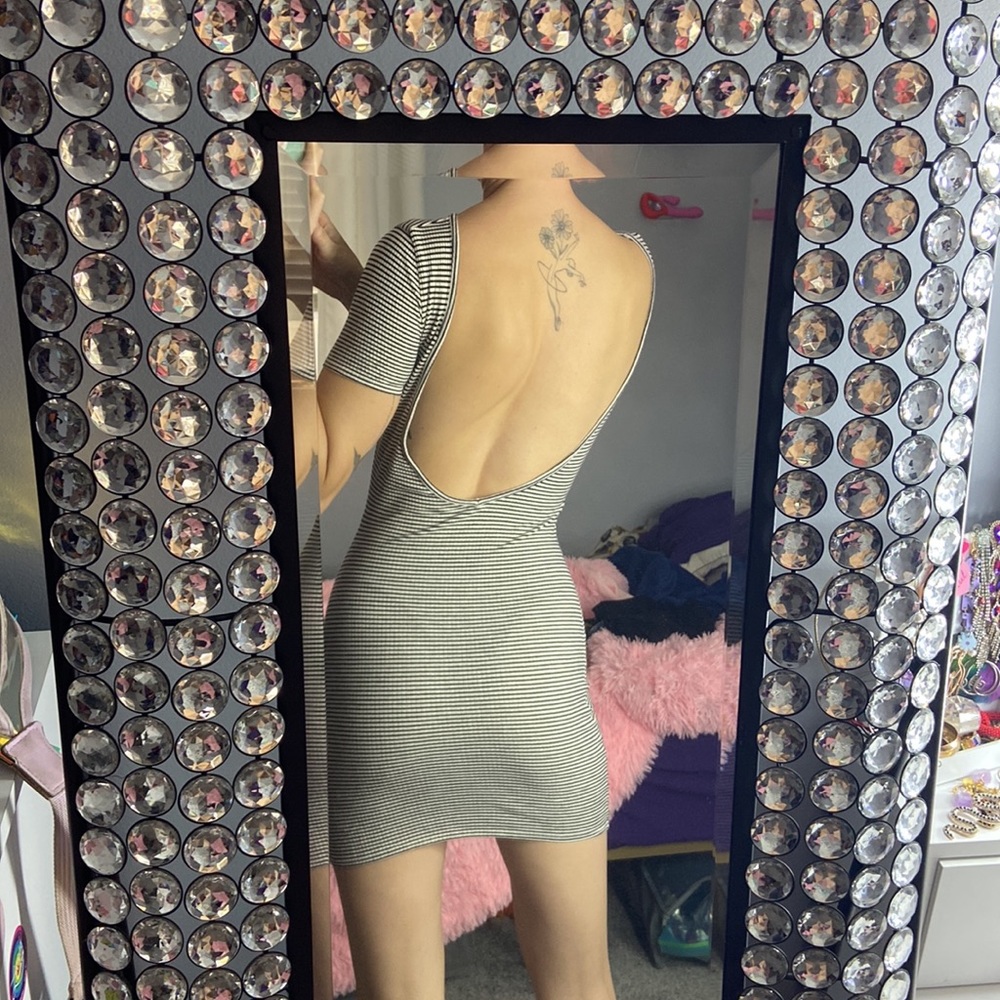 Open back striped body on dress